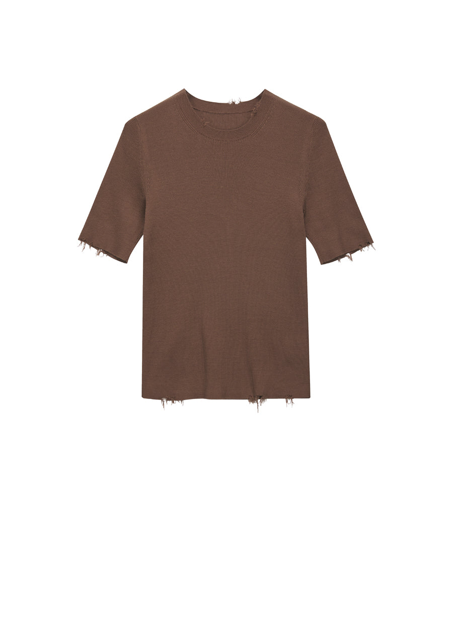 Sweater/ JNBY 100% Silk Round Neck Short-Sleeved Sweater