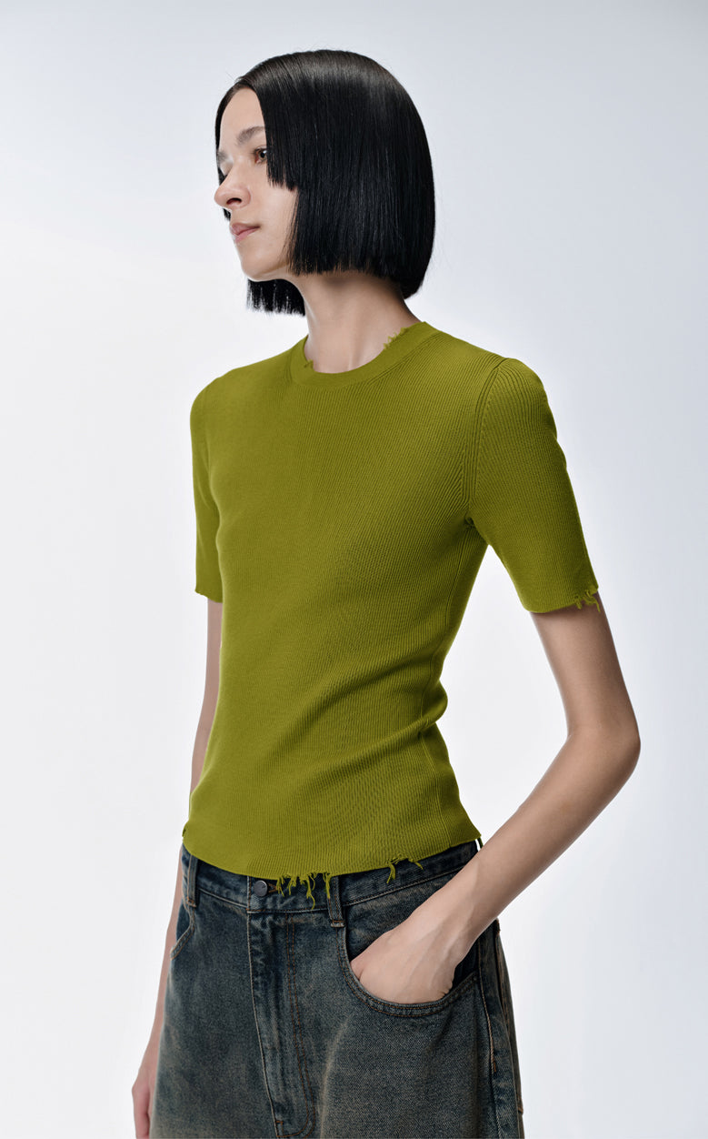 Sweater/ JNBY 100% Silk Round Neck Short-Sleeved Sweater