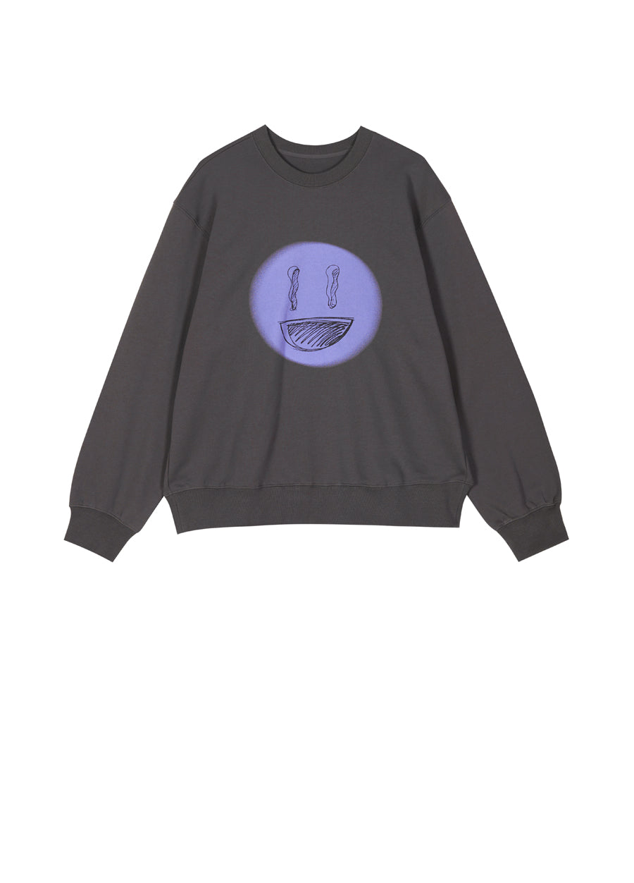 Sweatshirt / JNBY Fun Smile Pattern Loose Fit Round Neck Pullover Sweatshirt(100% cotton)