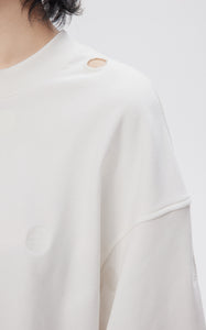 Sweatshirt / JNBY Polka Dot Embroidered Hollow Out Round Neck Sweatshirt (100% Cotton）
