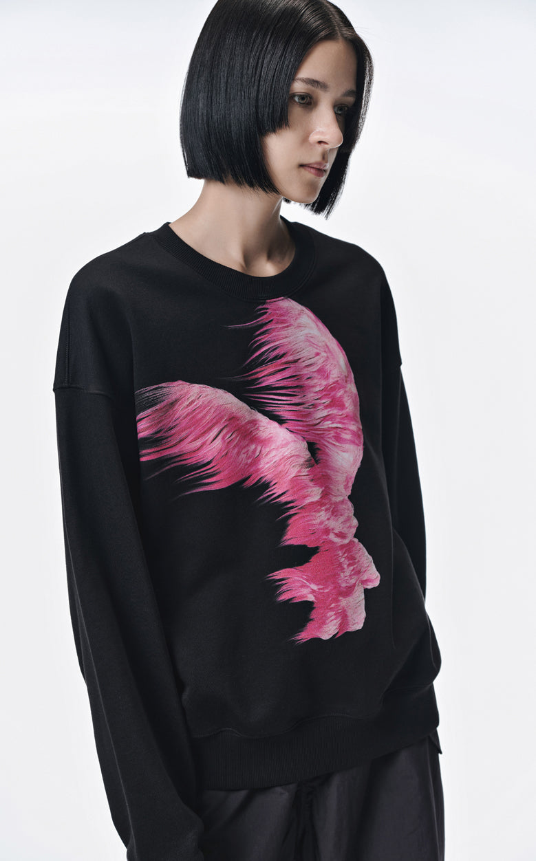 Sweatshirt / JNBY Windblown Rabbit Pattern Loose Fit Round Neck Long Sleeve Sweatshirt