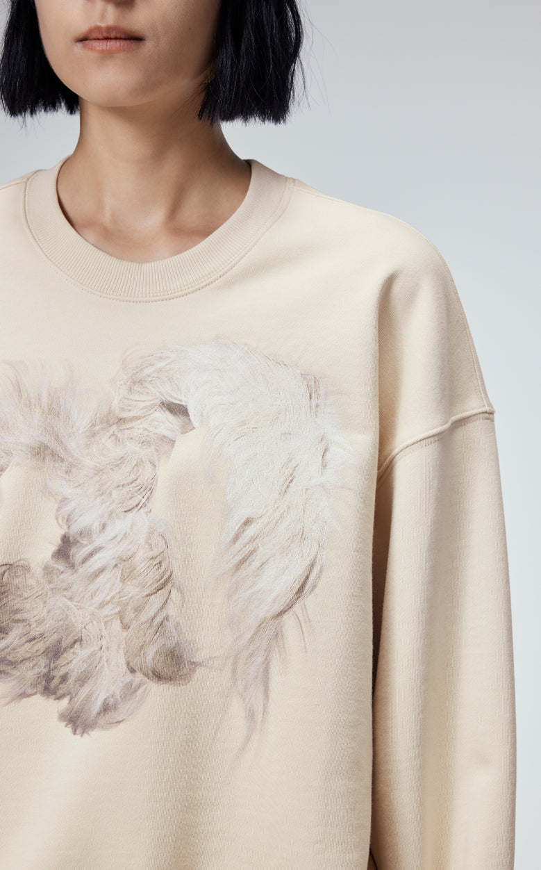 Sweatshirt / JNBY Windblown Rabbit Pattern Loose Fit Round Neck Long Sleeve Sweatshirt