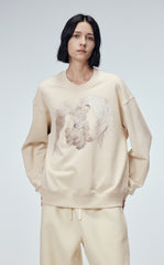 Sweatshirt / JNBY Windblown Rabbit Pattern Loose Fit Round Neck Long Sleeve Sweatshirt