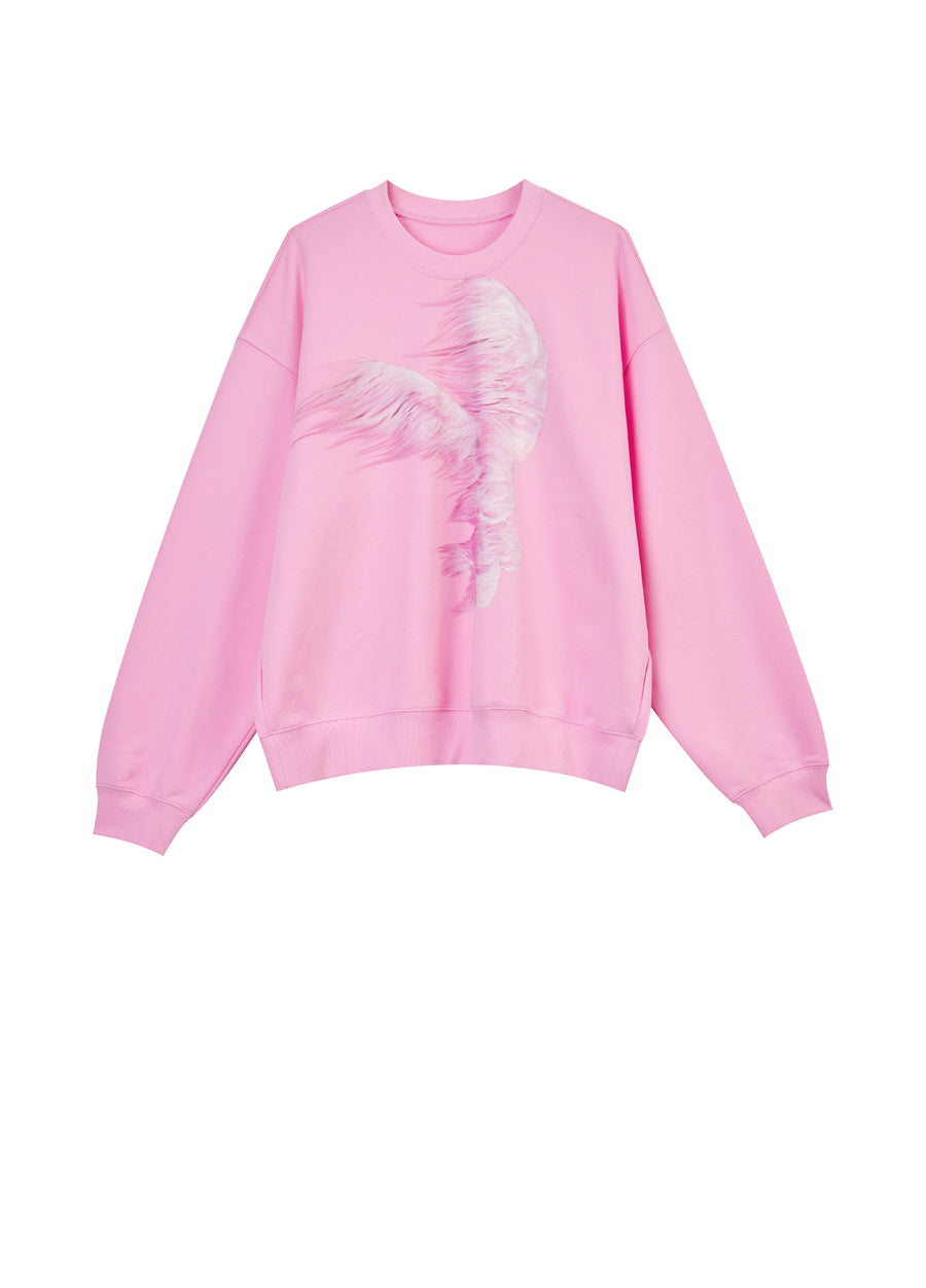 Sweatshirt / JNBY Windblown Rabbit Pattern Loose Fit Round Neck Long Sleeve Sweatshirt