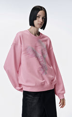 Sweatshirt / JNBY Windblown Rabbit Pattern Loose Fit Round Neck Long Sleeve Sweatshirt