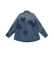 Jacket / JNBY Heart Shape Polka Dot Graffiti Long Sleeve Distressed Denim Jacket