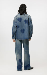 Jacket / JNBY Heart Shape Polka Dot Graffiti Long Sleeve Distressed Denim Jacket