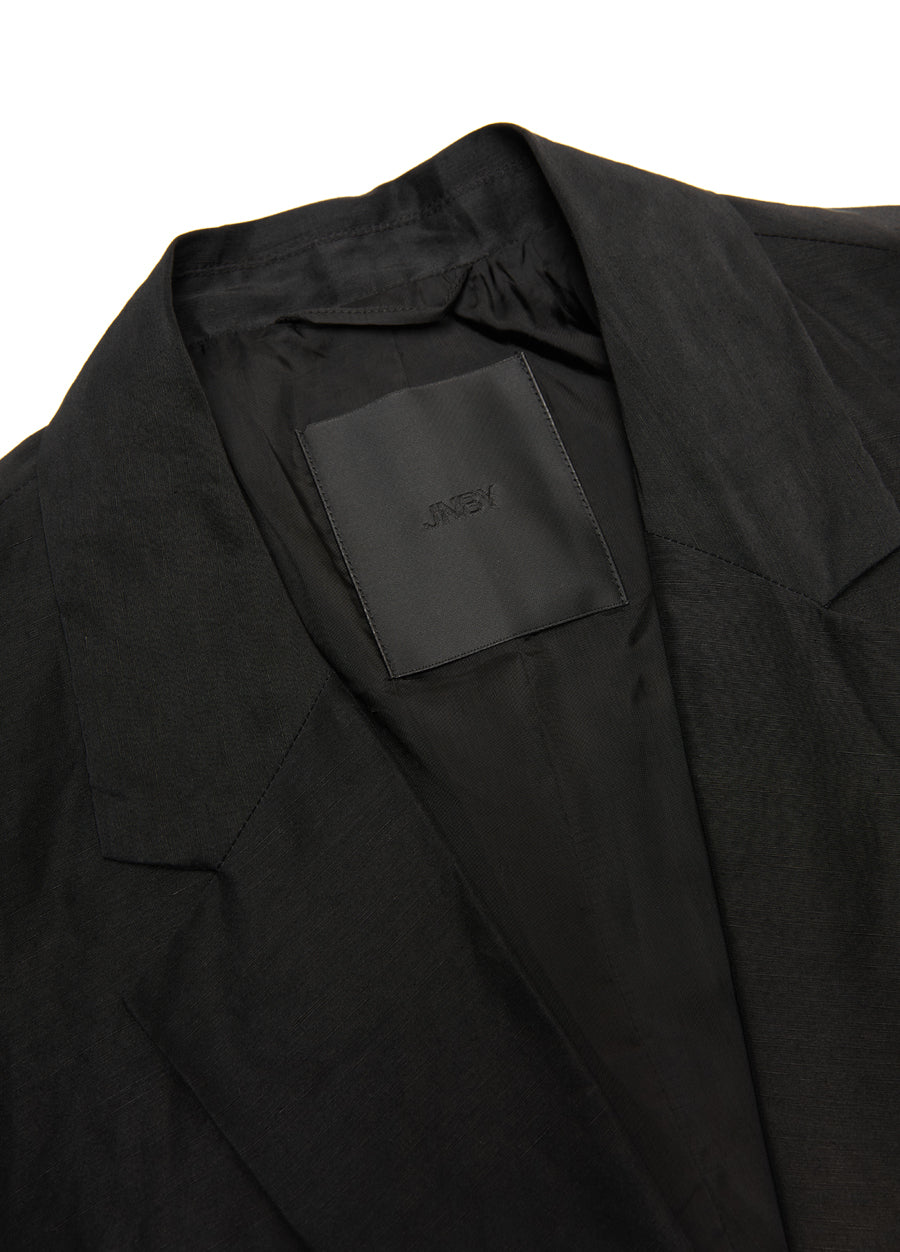 Blazer / JNBY Retro Silk Linen Pleated Loose Fit H-Shaped Blazer
