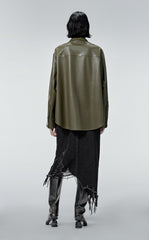 Coat / JNBY Faux Leather Coat in Shirt Style