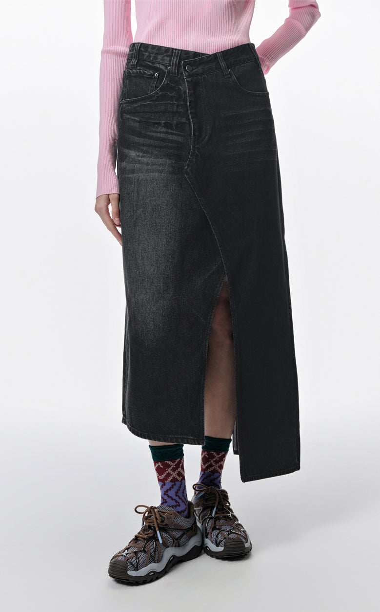 Skirt / JNBY All-match Asymmetrical Denim Skirt(100% cotton)