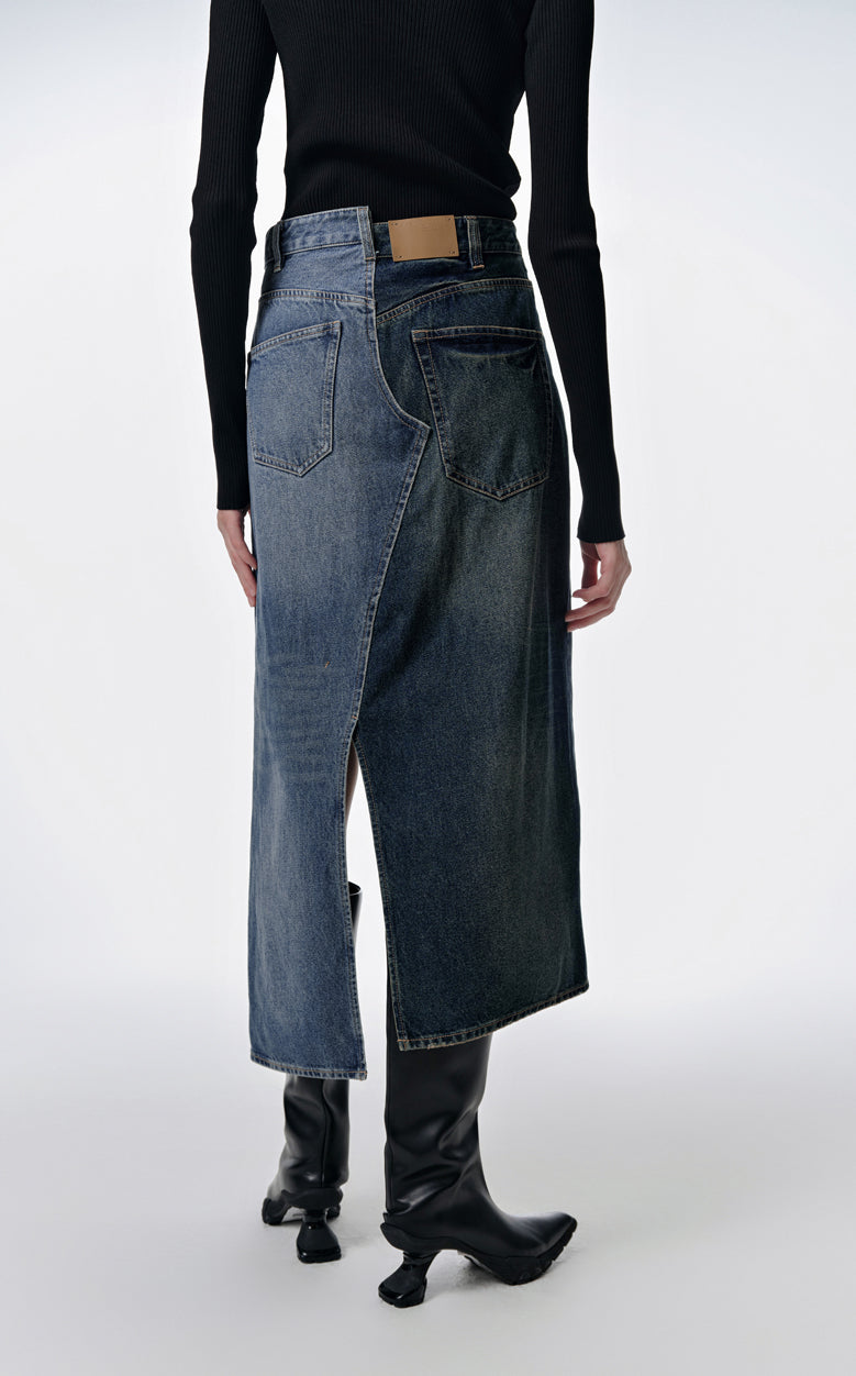 Skirt / JNBY All-match Asymmetrical Denim Skirt(100% cotton)