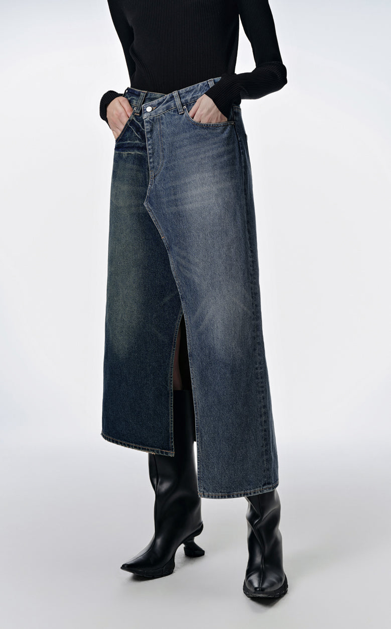 Skirt / JNBY All-match Asymmetrical Denim Skirt(100% cotton)