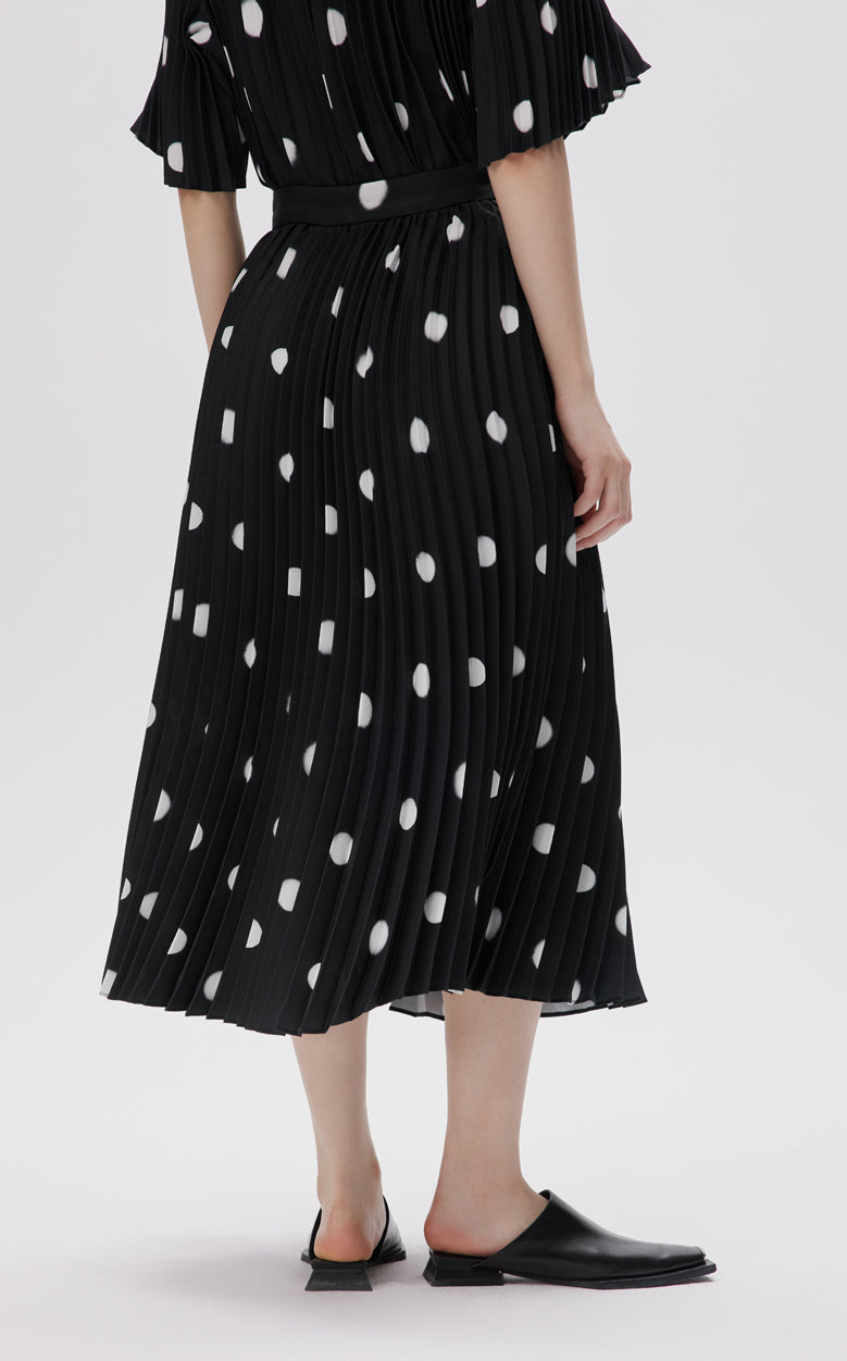 Skirt / JNBY Embroidered Mesh Polka Dot A-line  Pleated Skirt