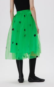 Skirt / JNBY Girly Embroidery Printed Mesh Polka Dot A-shape Skirt