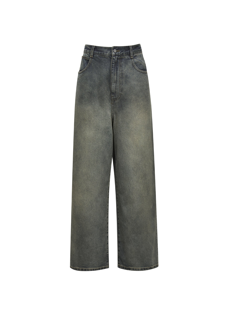 Pants / JNBY Cool Casual Washed Wide-leg Jeans(100% cotton)