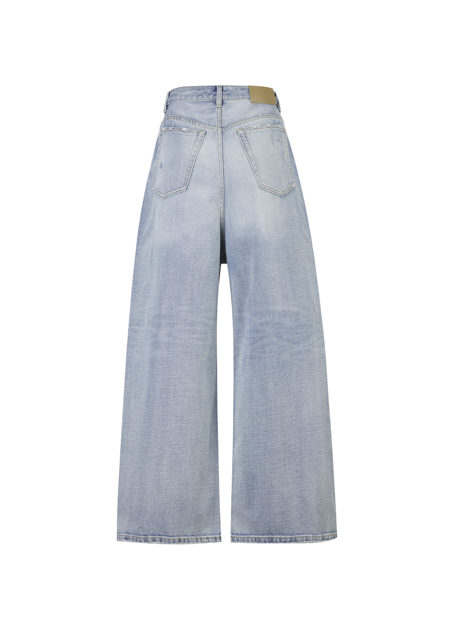 Pants / JNBY Cool Casual Washed Wide-leg Jeans(100% cotton)