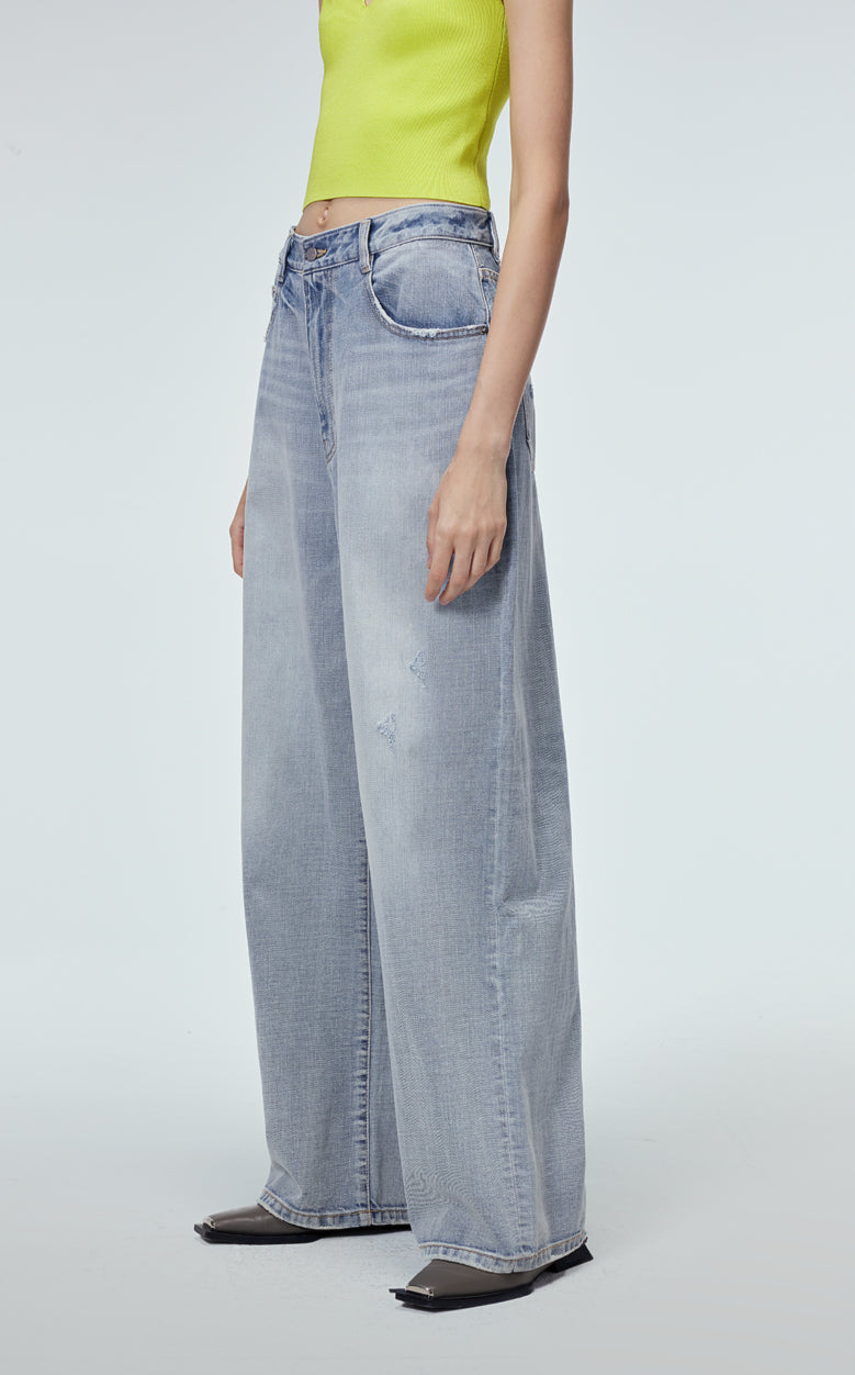 Pants / JNBY Cool Casual Washed Wide-leg Jeans(100% cotton)