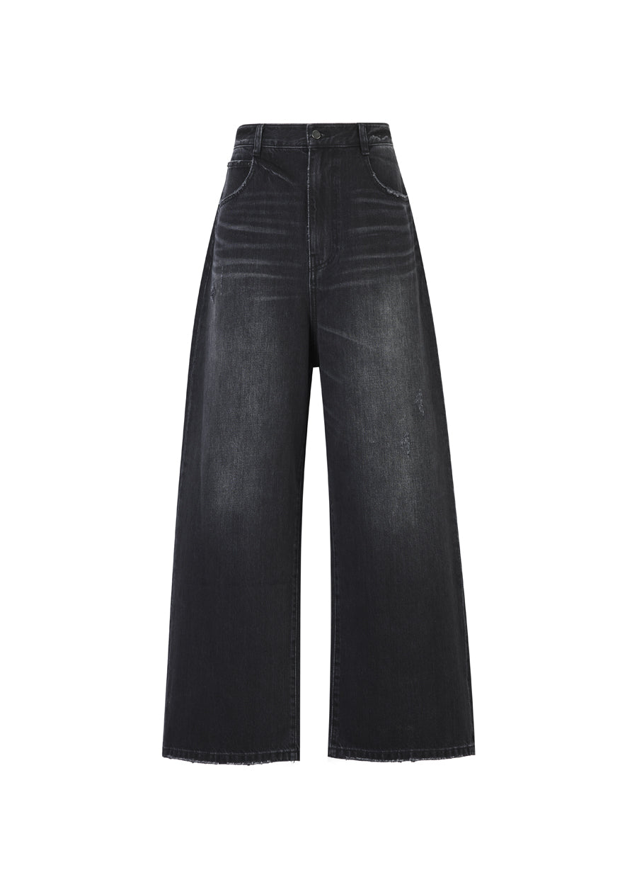 Pants / JNBY Cool Casual Washed Wide-leg Jeans(100% cotton)