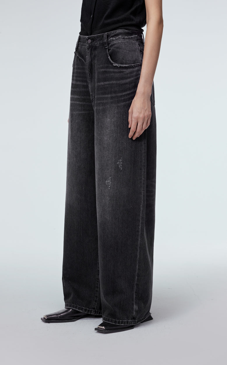 Pants / JNBY Cool Casual Washed Wide-leg Jeans(100% cotton)