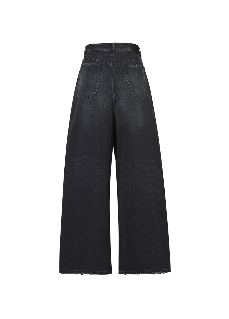 Pants / JNBY Cool Casual Washed Wide-leg Jeans(100% cotton)