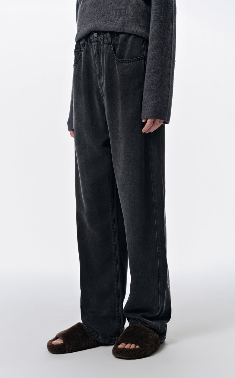 Pants / JNBY Twill Tencel Washed Elastic Waist Denim Trousers