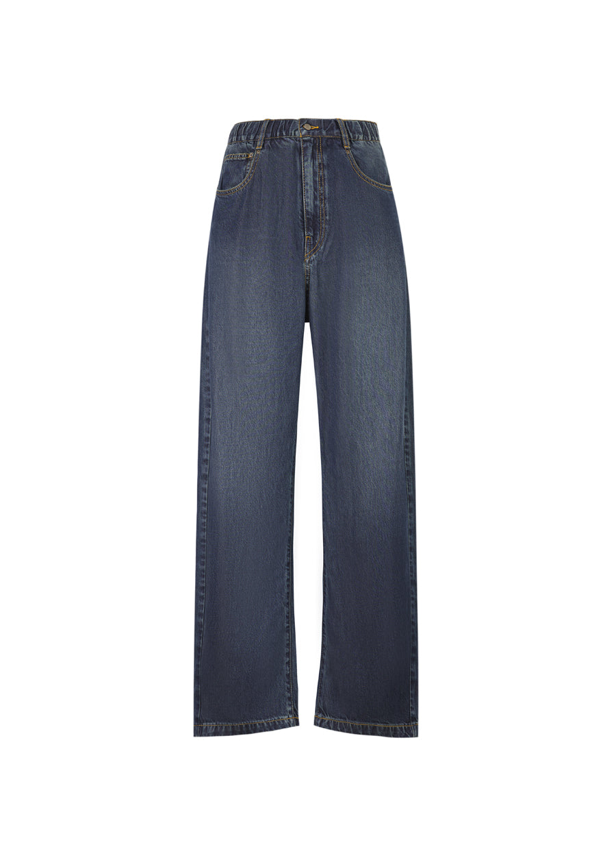 Pants / JNBY Twill Tencel Washed Elastic Waist Denim Trousers