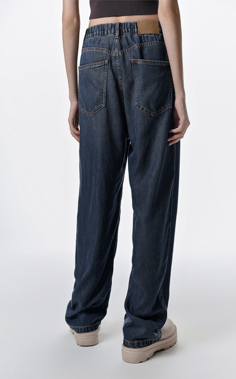 Pants / JNBY Twill Tencel Washed Elastic Waist Denim Trousers