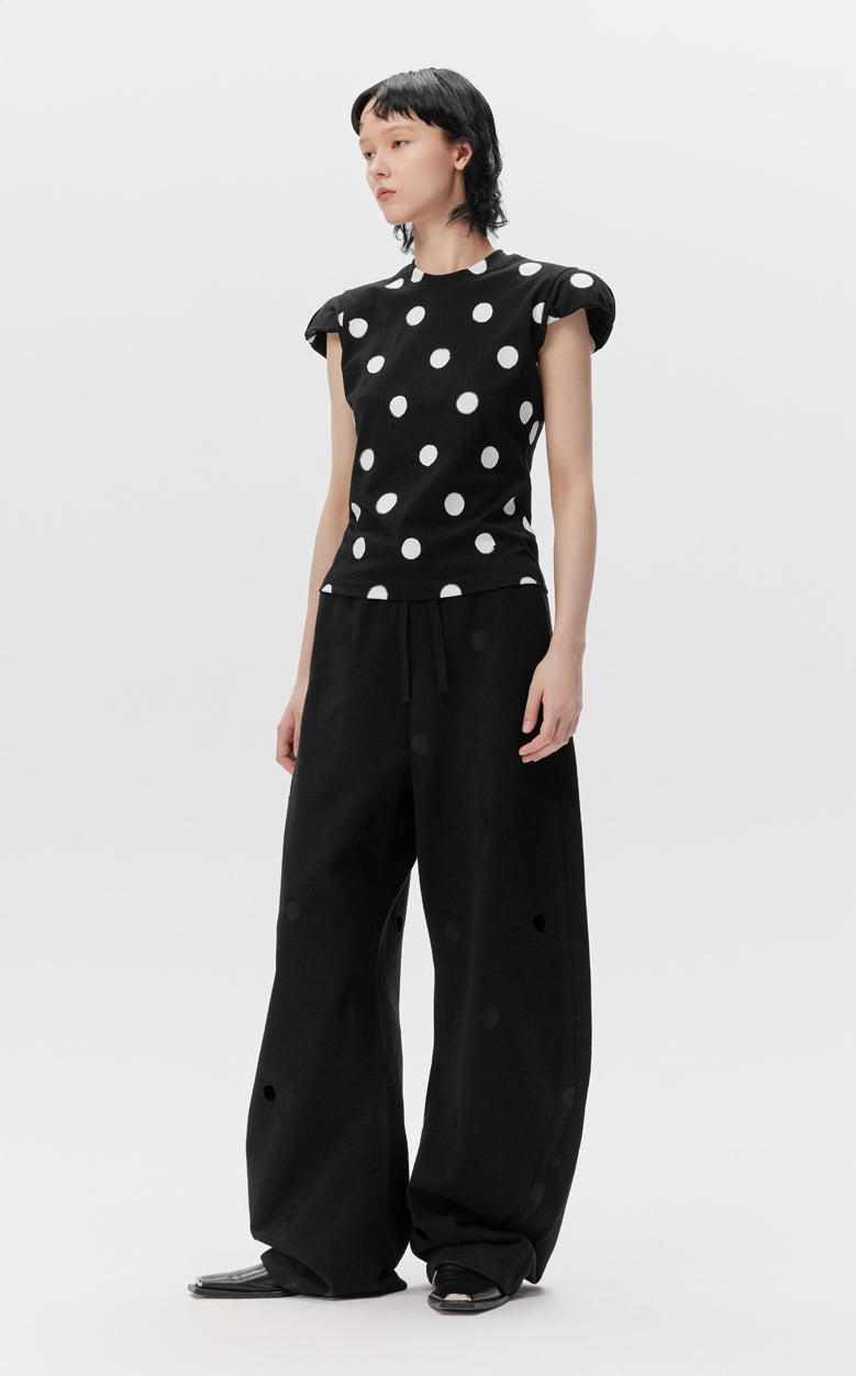 Pants / JNBY Wide-leg Polka-dot Loose Fit Casual Pants(100% cotton)