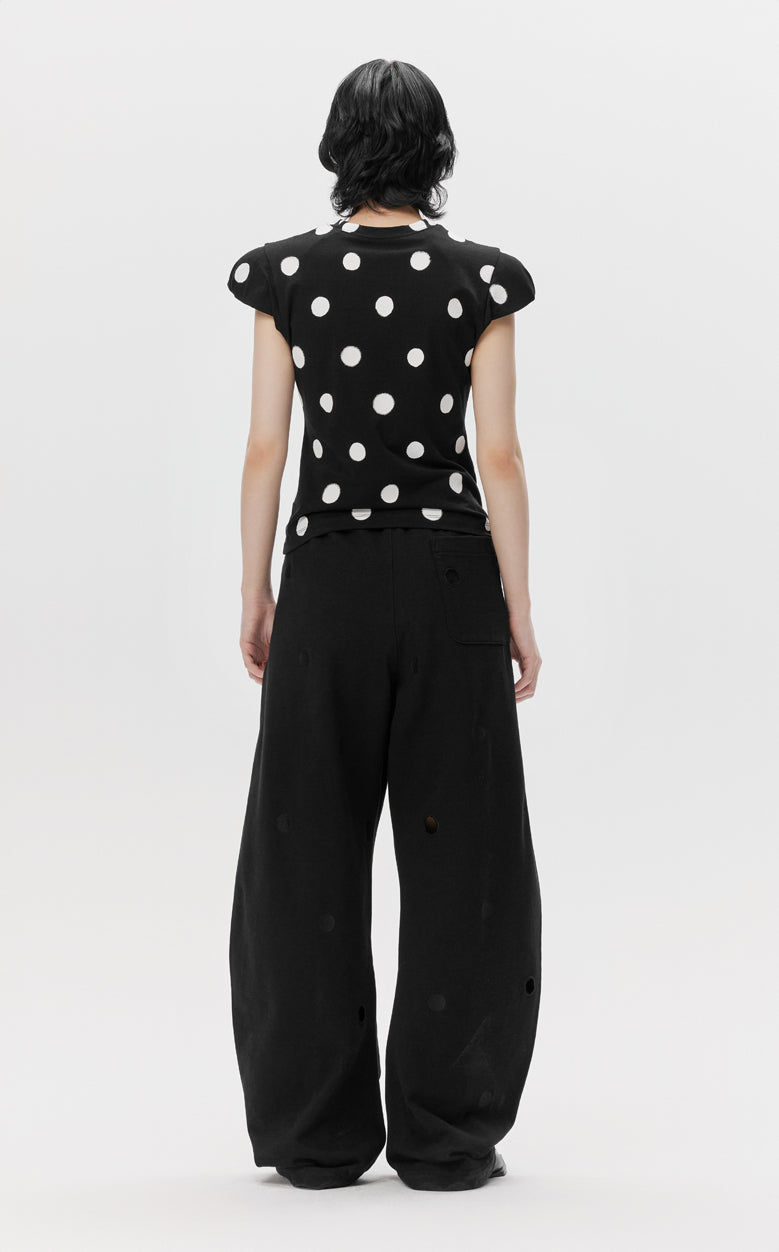 Pants / JNBY Wide-leg Polka-dot Loose Fit Casual Pants(100% cotton)