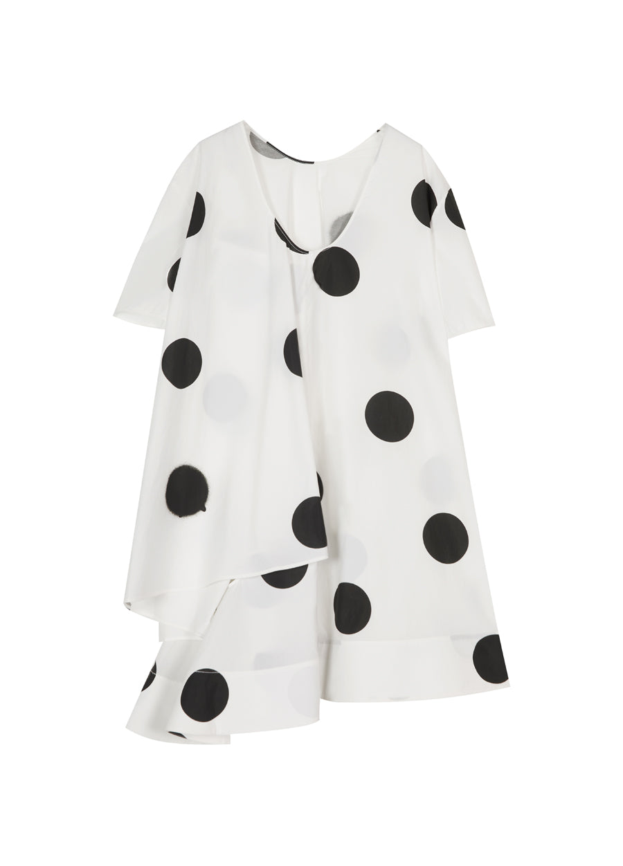 Dress / JNBY Polka Dot Short Sleeve Round Neck Dress(100% cotton)