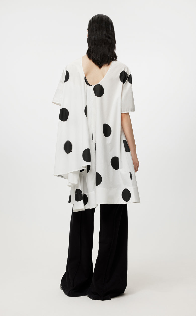 Dress / JNBY Polka Dot Short Sleeve Round Neck Dress(100% cotton)