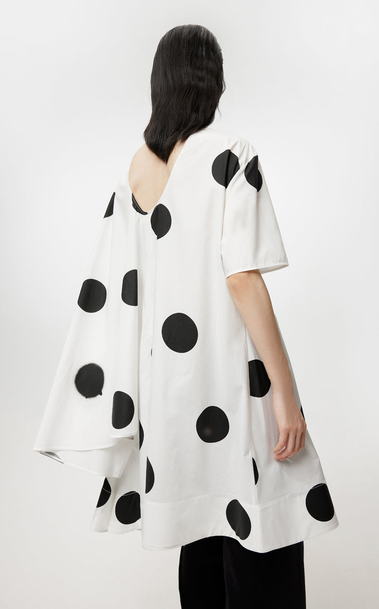 Dress / JNBY Polka Dot Short Sleeve Round Neck Dress(100% cotton)