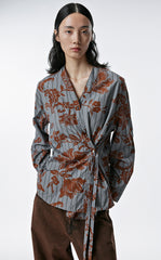 Shirt / JNBY Cotton Loose Fit V-neck Long-sleeved Print Shirt