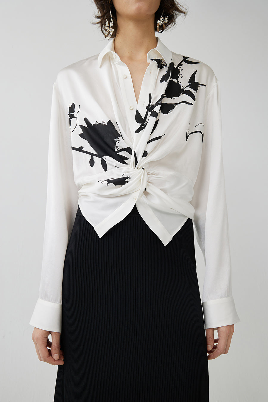 Shirt / JNBY Silk Long-sleeved Print Shirt(100% silk)