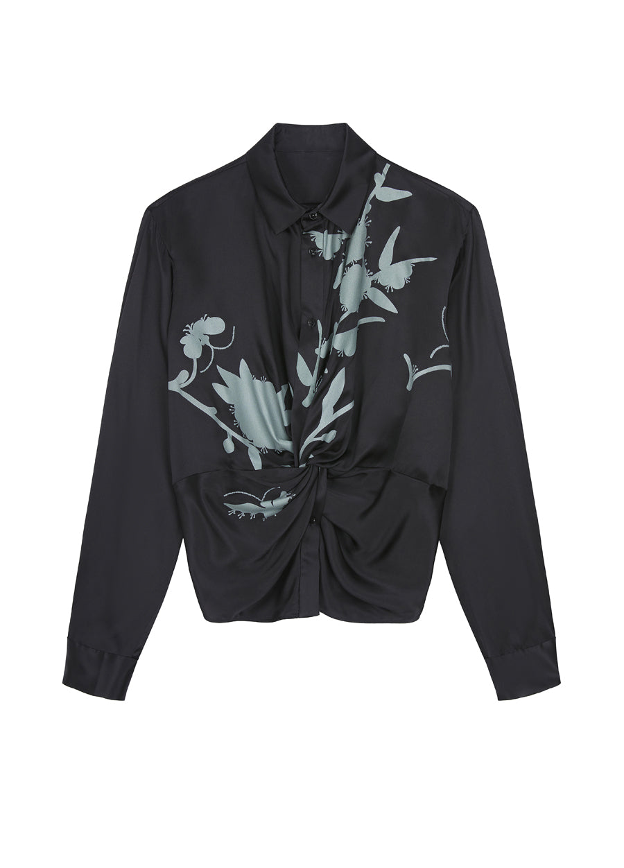 Shirt / JNBY Silk Long-sleeved Print Shirt(100% silk)