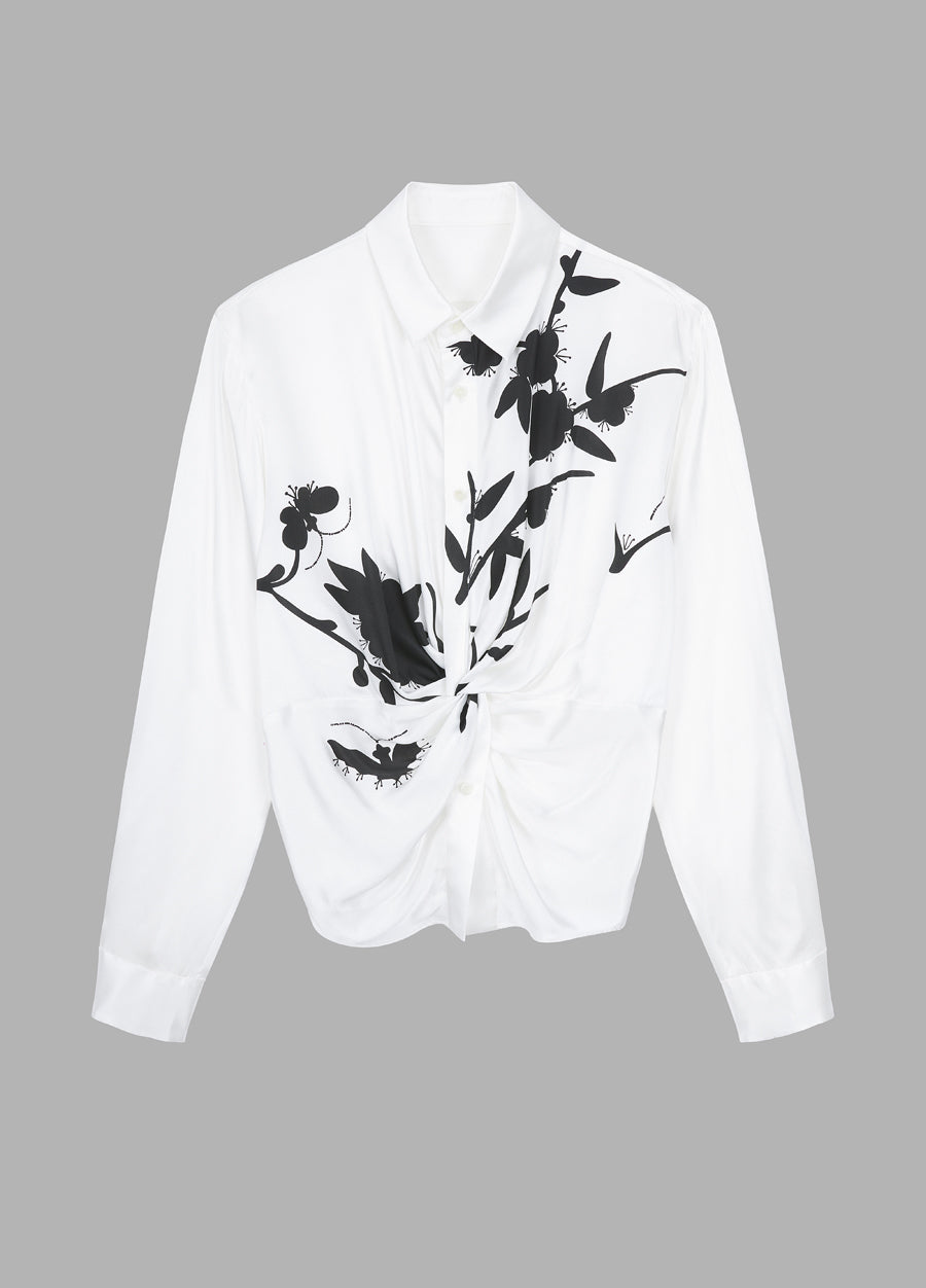 Shirt / JNBY Silk Long-sleeved Print Shirt(100% silk)