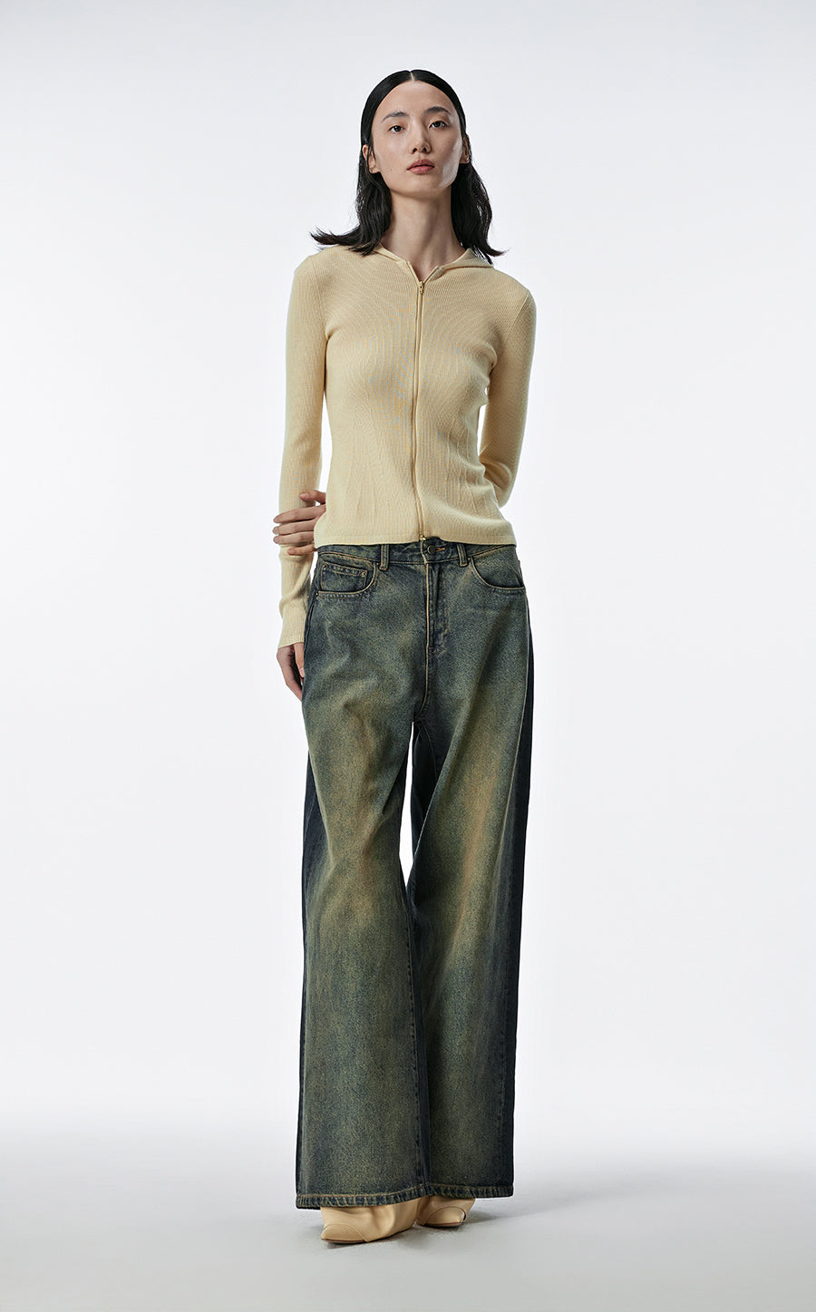 Sweater / JNBY Solid Cardigan Cashmere Sweater