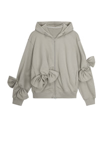 Sweatershirt / JNBY Playful  Three-Dimensional Bow-Knot Hooded Loose Fit Sweatershirt