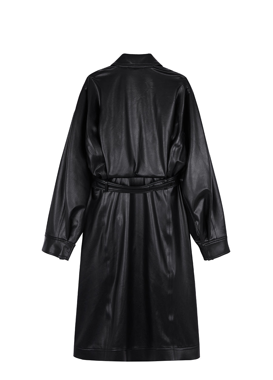 Coat /  JNBY Polyurethane Leather Long Coat