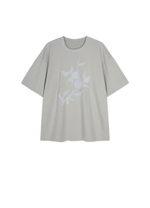 T-shirt / JNBY Crewneck Cotton T-shirt in Plum Bossom Pattern