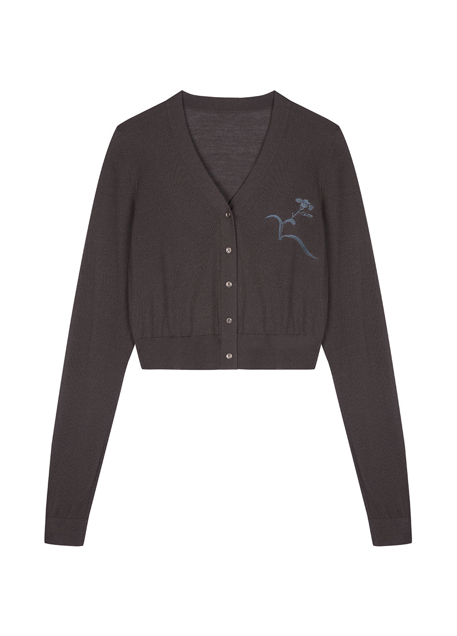 Sweater / Su Embroidery X JNBY V-neck Wool Cardigan Sweater