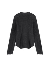 Sweater / JNBY Deep V-neck Sweater in Ruffle-hem