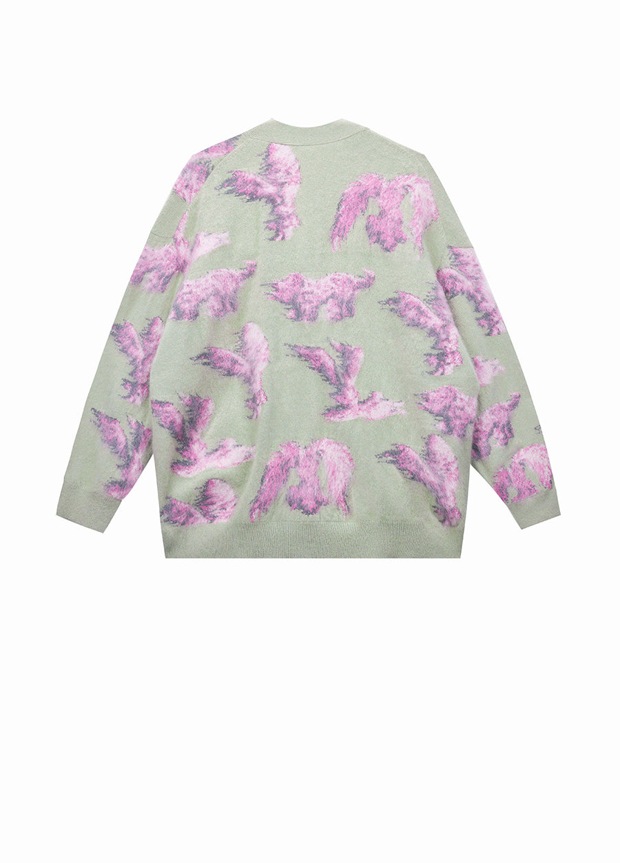 Sweater / JNBY Relaxed V-neck Rabbit Print Cardigan