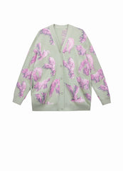 Sweater / JNBY Relaxed V-neck Rabbit Print Cardigan