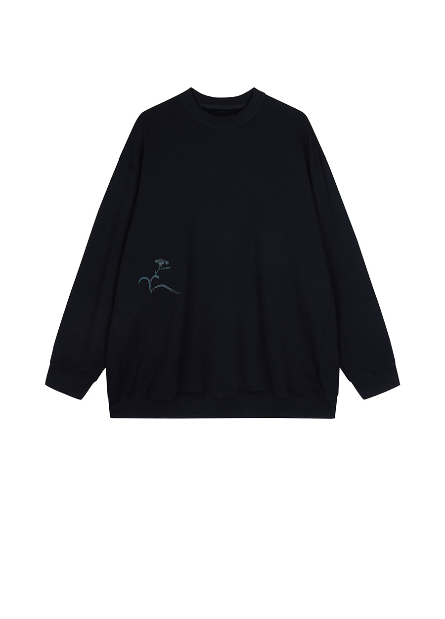 Sweatershirt / Su Embroidery X JNBY Oversized Crewneck Cotton Sweatershirt