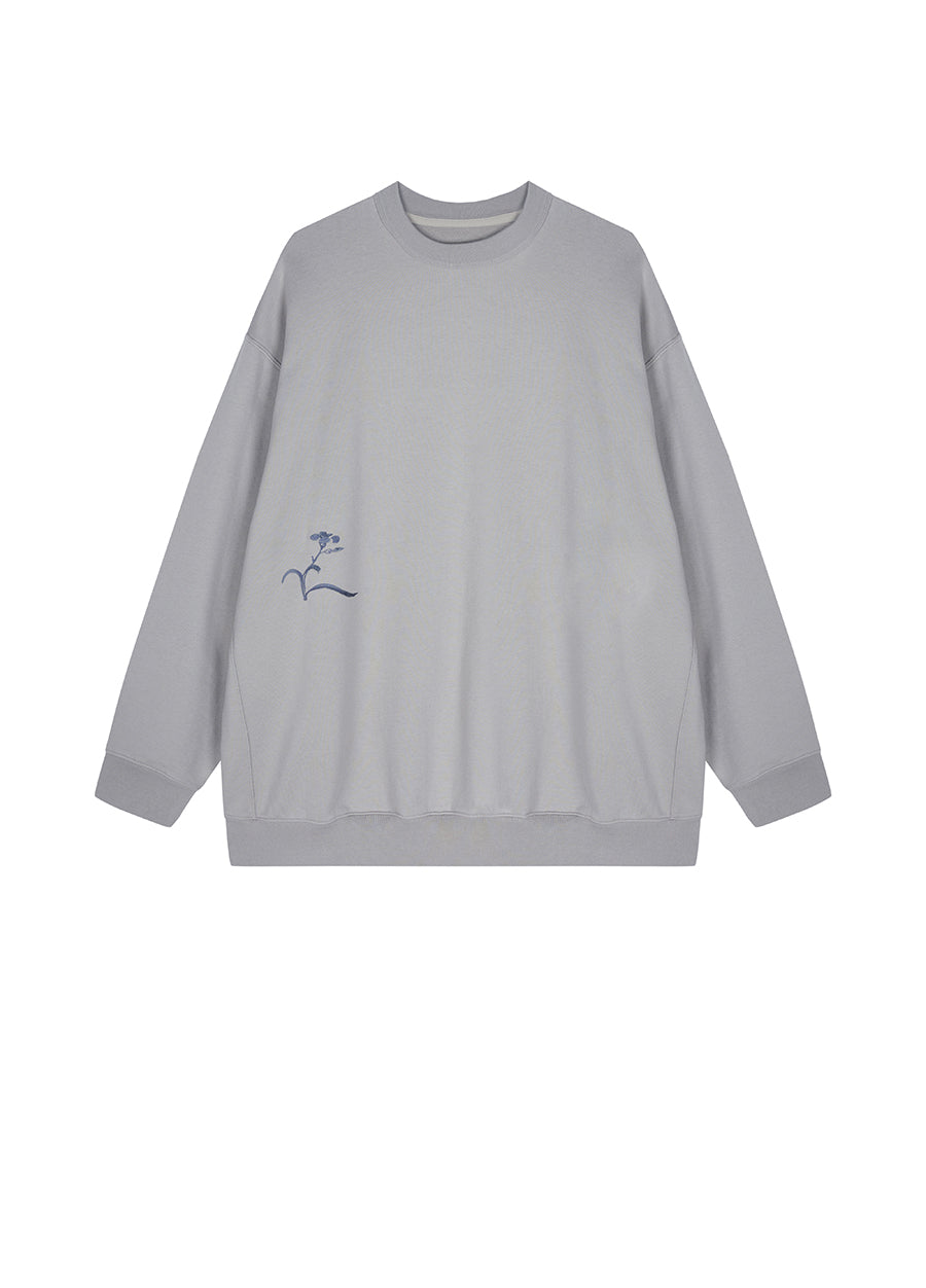 Sweatershirt / Su Embroidery X JNBY Oversized Crewneck Cotton Sweatershirt