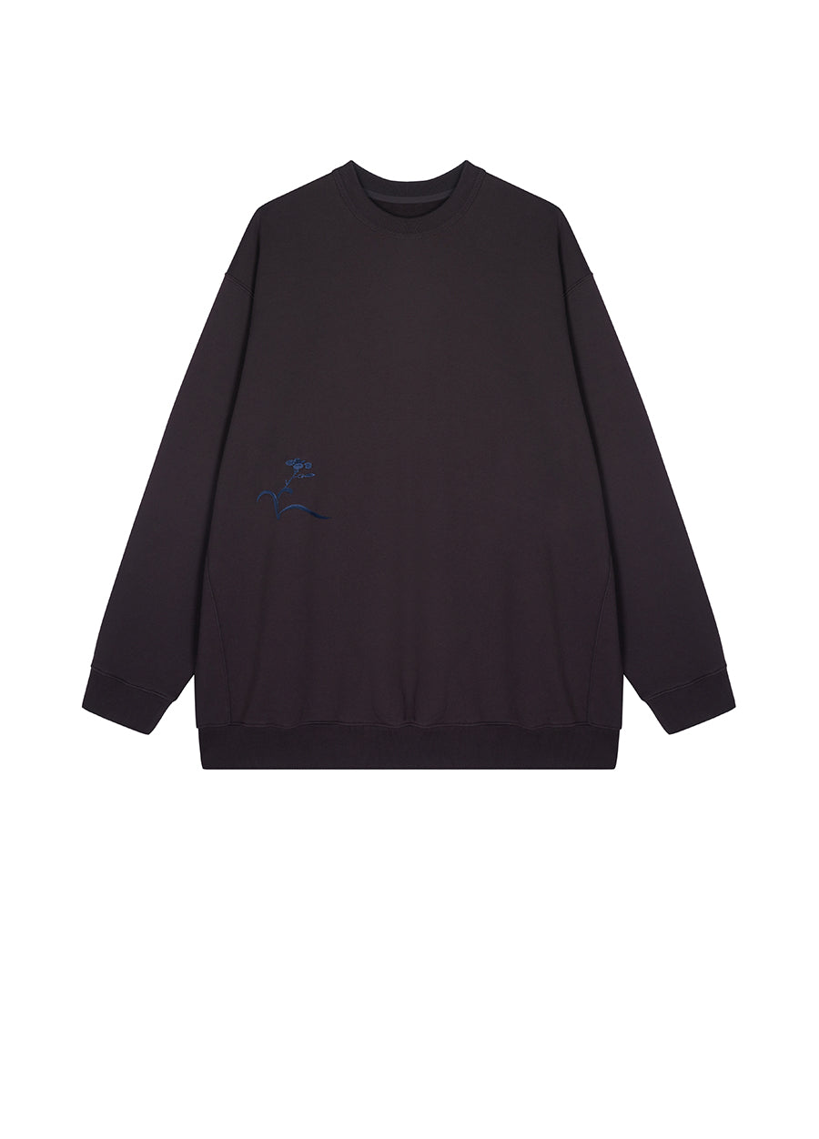 Sweatershirt / Su Embroidery X JNBY Oversized Crewneck Cotton Sweatershirt