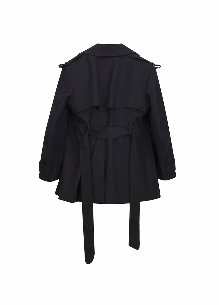 Coat / JNBY Cotton Midi Trench Coat with Lapels at Shoulders