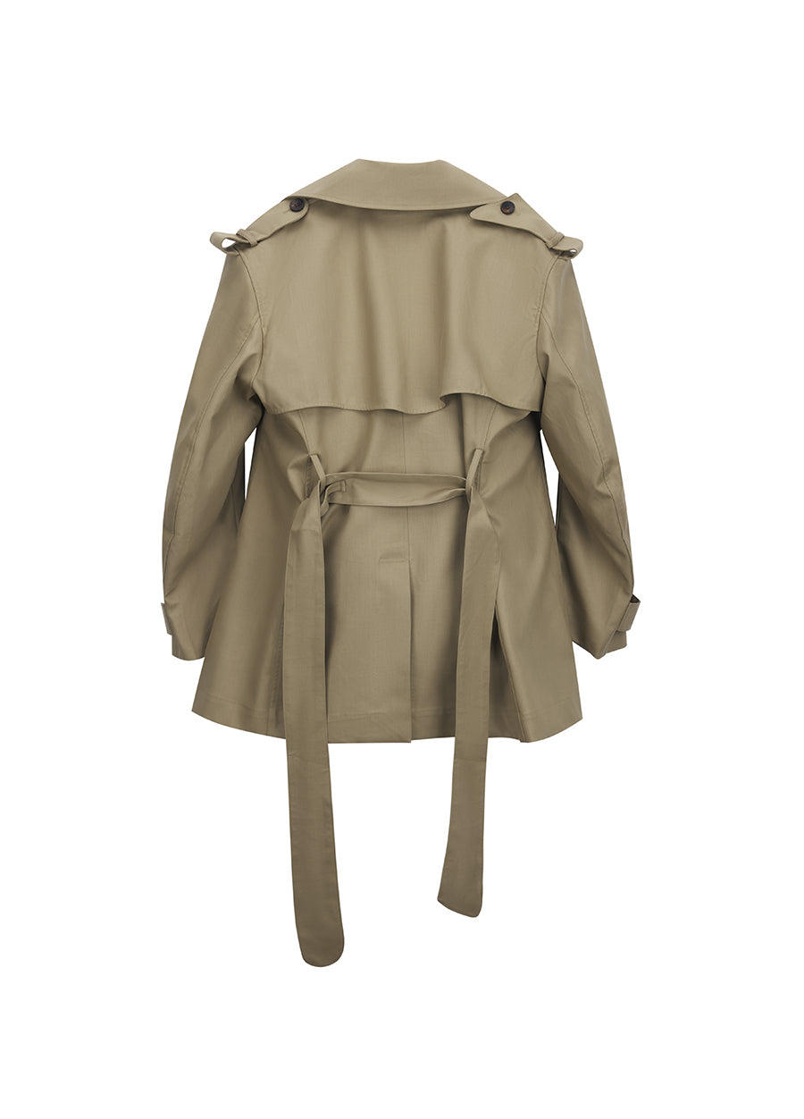Coat / JNBY Cotton Midi Trench Coat with Lapels at Shoulders