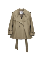 Coat / JNBY Cotton Midi Trench Coat with Lapels at Shoulders